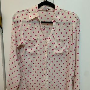 White and pink polka dot Portofino Blouse